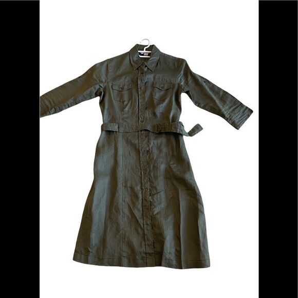 Zara Khaki midi dress with tie - Picture 1 of 10